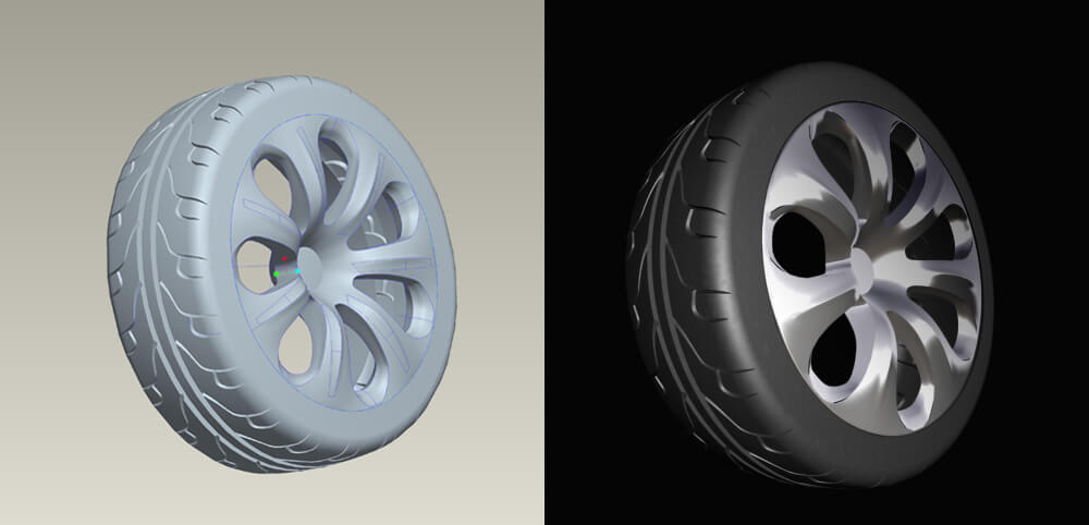 3D modeling rendering of a wheel